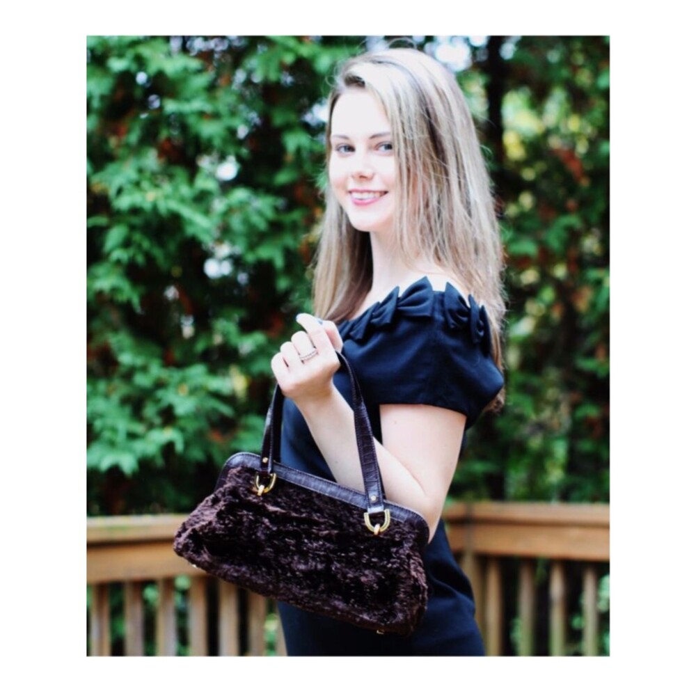 Kate Spade New York Brown / Chocolate Faux Fur Leather Shoulder Bag Satchel Vtg